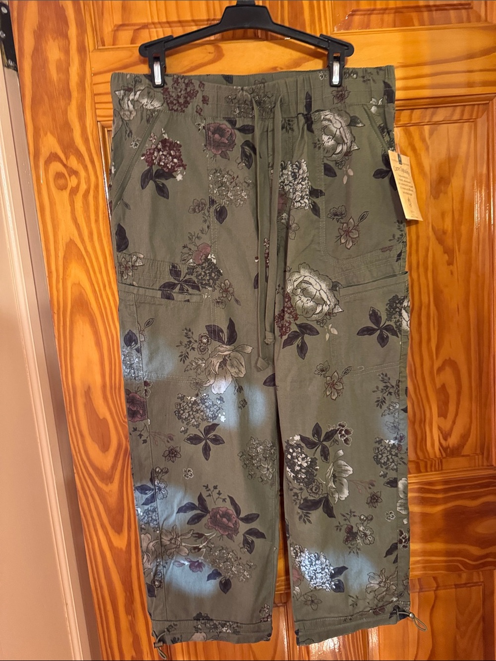 Democracy Olive Green Floral Jogger Pants